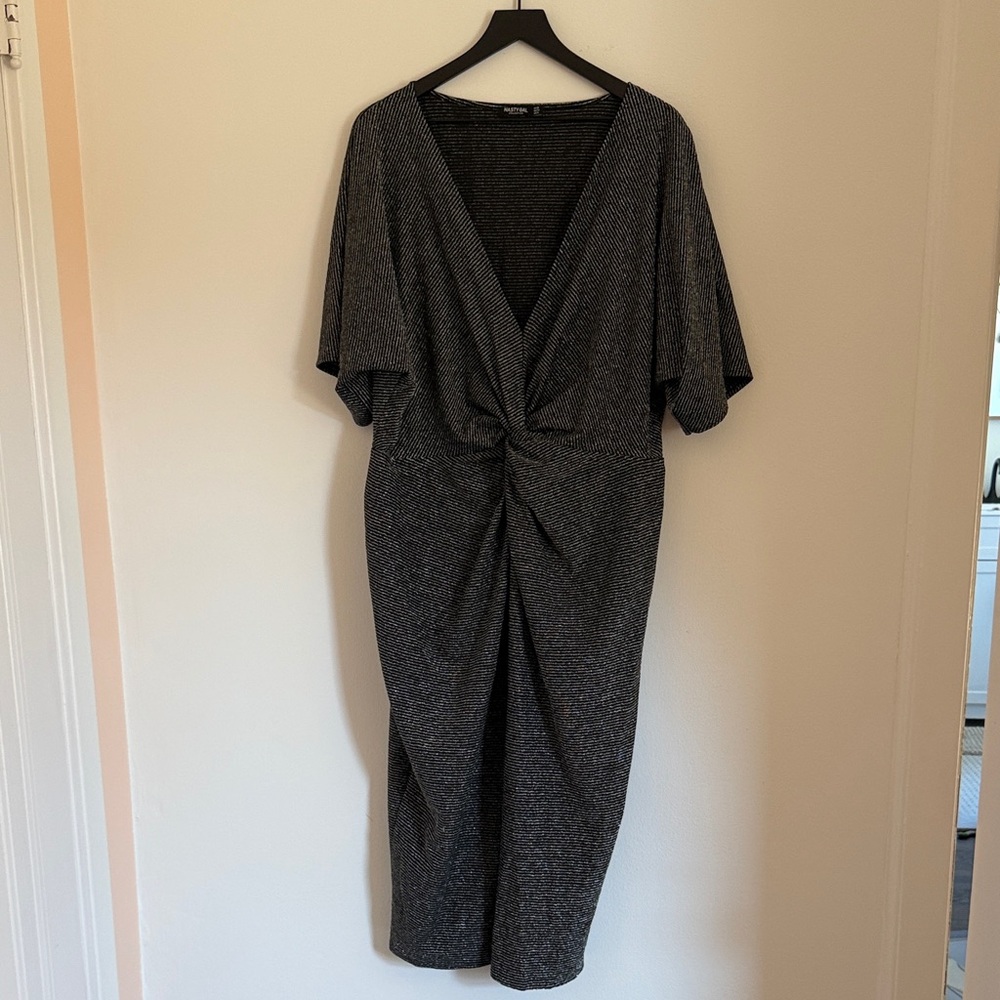 Nasty Gal Charcoal Twist Midi Dress